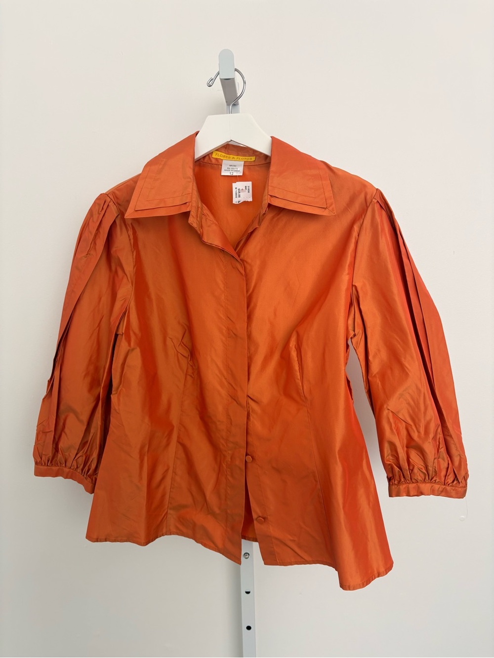 Vintage-Inspired Orange Button-Front Blouse